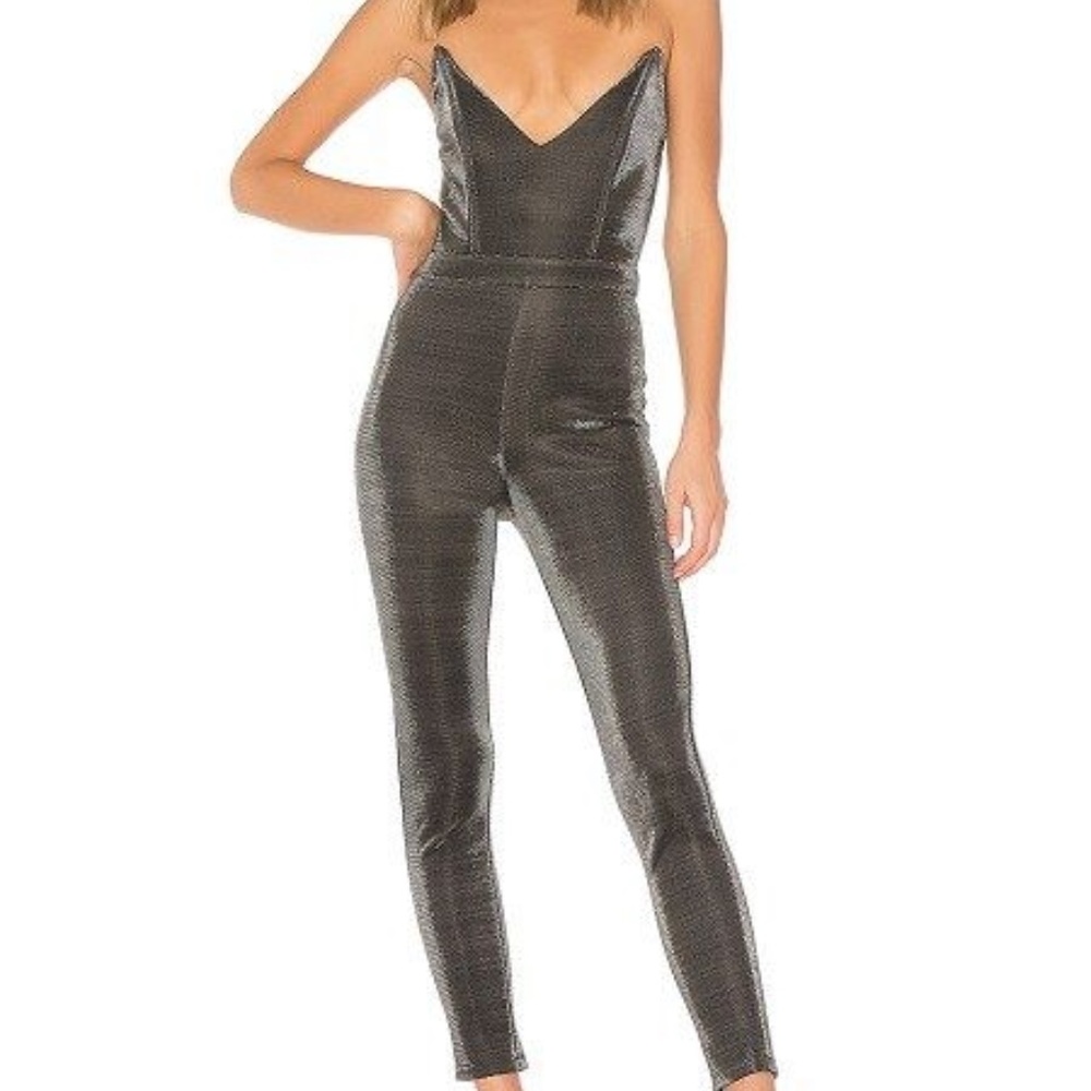 NBD- Metallic Silver Jumpsuit